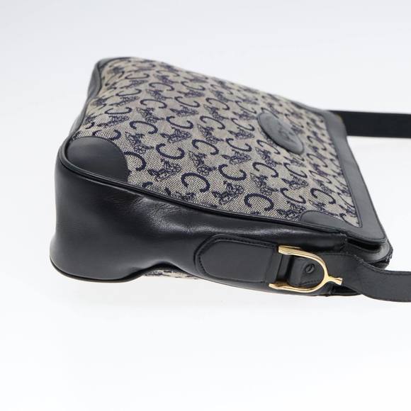 CELINE C Sulky Shoulder Bag Canvas Navy Gold Auth fm3869 - Picture 3 of 16